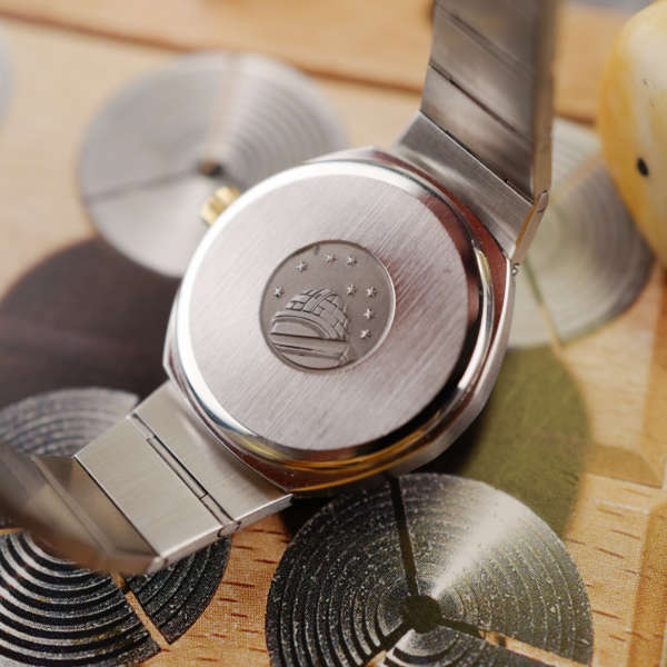 cafe noir les montres vintage omega constellation femme or acier 595 0001 795 0800 cadran noir bicolor 28 mm mini 1977