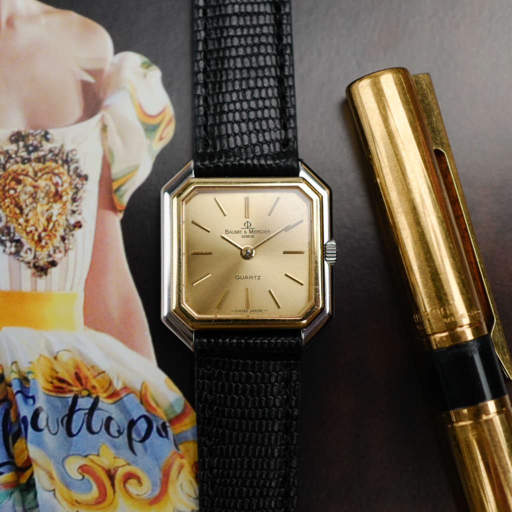 cafe noir les montres vintage baume mercier ceinture bi colore carre pour femme quartz