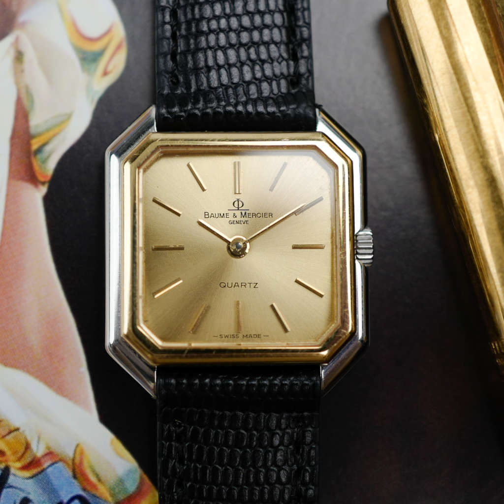 cafe noir les montres vintage baume mercier ceinture bi colore carre pour femme quartz