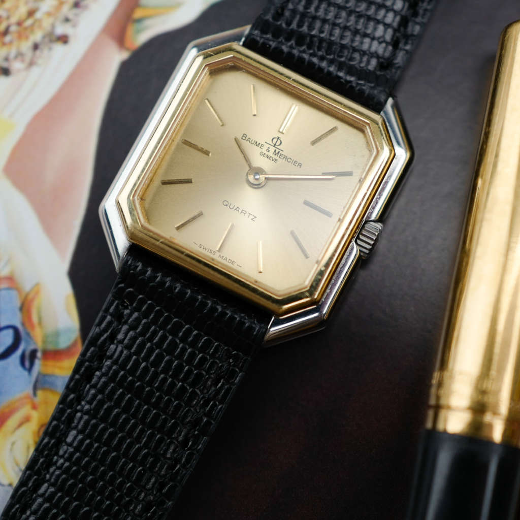 cafe noir les montres vintage baume mercier ceinture bi colore carre pour femme quartz