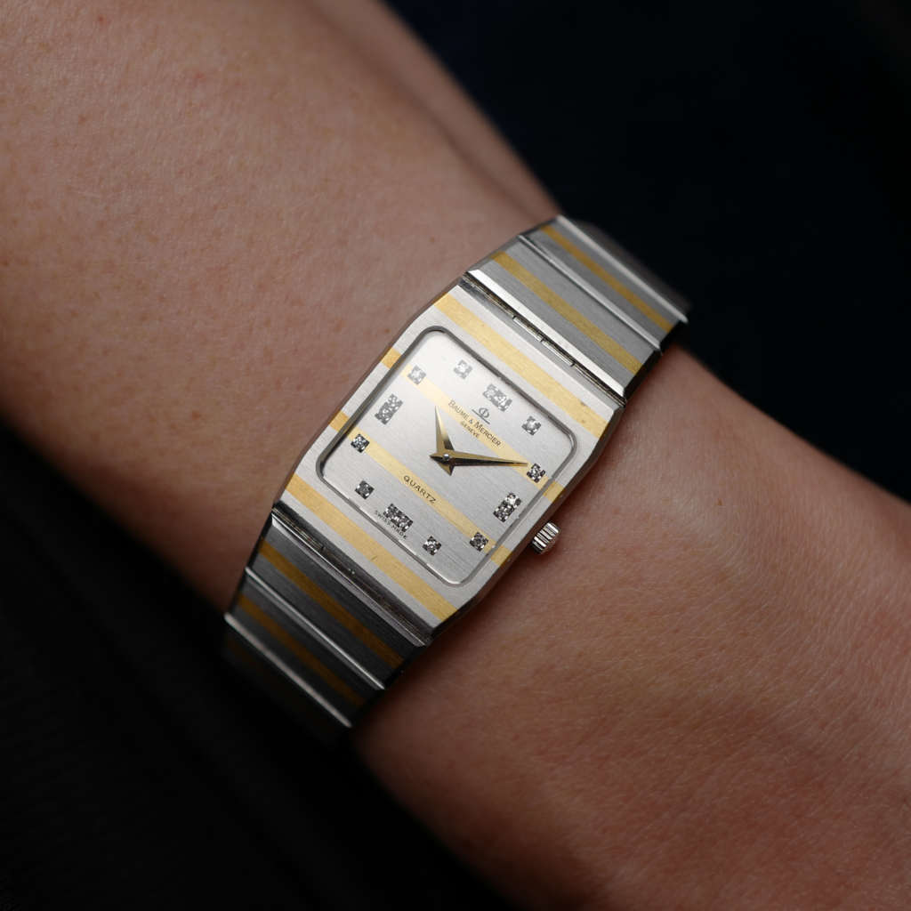 cafe noir montres horloger marseille baume-mercier-Pijama-Zebra-Monte-Carlo-pour-femme-Vintage-1980-petit-modèle