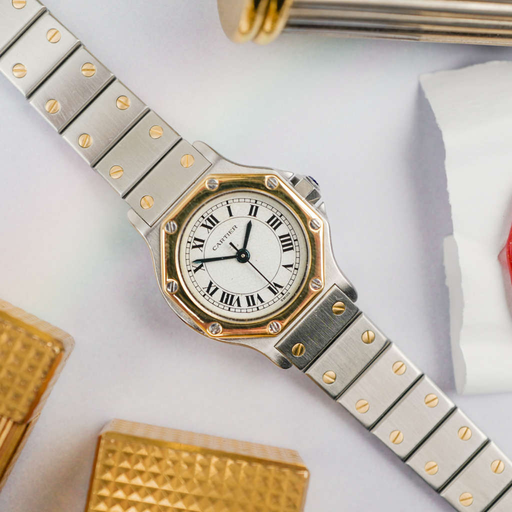 cafe noir montres horloger marseille cartier-santos-femme-octogonale-ref-0906-vintage-1980-bicolore
