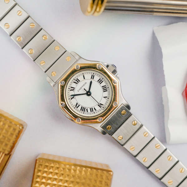 cafe noir montres horloger marseille cartier-santos-femme-octogonale-ref-0906-vintage-1980-bicolore