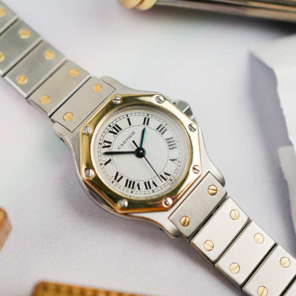 cafe noir montres horloger marseille cartier-santos-femme-octogonale-ref-0906-vintage-1980-bicolore