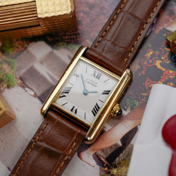 cafe noir montres horloger marseille cartier tank must vermeil petit modèle or massif quartz cadran