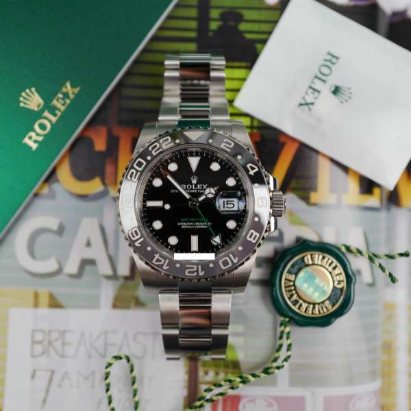 cafe noir montres horloger marseille rolexæ gmt master II 2 bruce wayne ref 126710GRNR full set new 2024