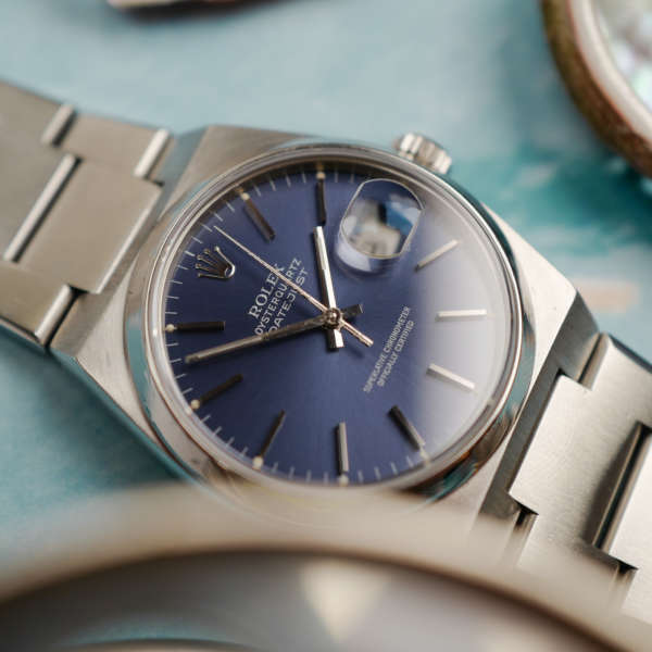 cafe noir les montres rolex 17000 oysterquartz vintage datejust acier 36 cadran bleu sublime oyster