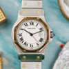 cafe noir montres horloger marseille boite papiers service full set Cartier Santos octogonale GM or et acier réf 2966 vintage 1990