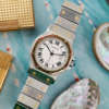 cafe noir montres horloger marseille boite papiers service full set Cartier Santos octogonale GM or et acier réf 2966 vintage 1990