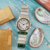 cafe noir montres horloger marseille boite papiers service full set Cartier Santos octogonale GM or et acier réf 2966 vintage 1990