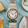 cafe noir montres horloger marseille boite papiers service full set Cartier Santos octogonale GM or et acier réf 2966 vintage 1990
