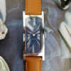 cafe noir montres horloger marseille montre Sally vintage tank cintrée atypique rectangle cadran bleu mécanique manuelle