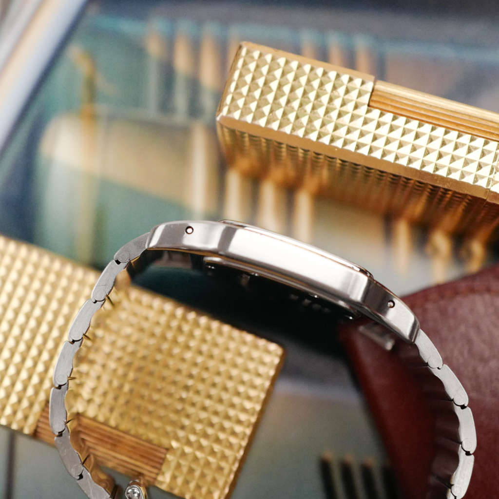 cafe noir les montres horloger marseille cartier santos galbée quartz acier grand modele pour homme vintage 1980