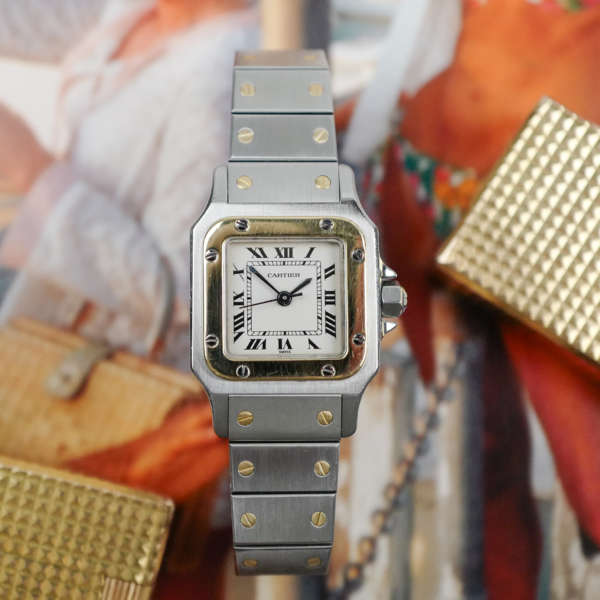 cafe noir les montres horloger marseille cartier santos pour femme or et acier bicolor ref 0902 vintage petit modèle