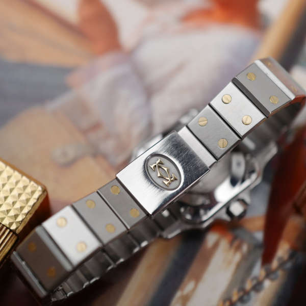 cafe noir les montres horloger marseille cartier santos pour femme or et acier bicolor ref 0902 vintage petit modèle