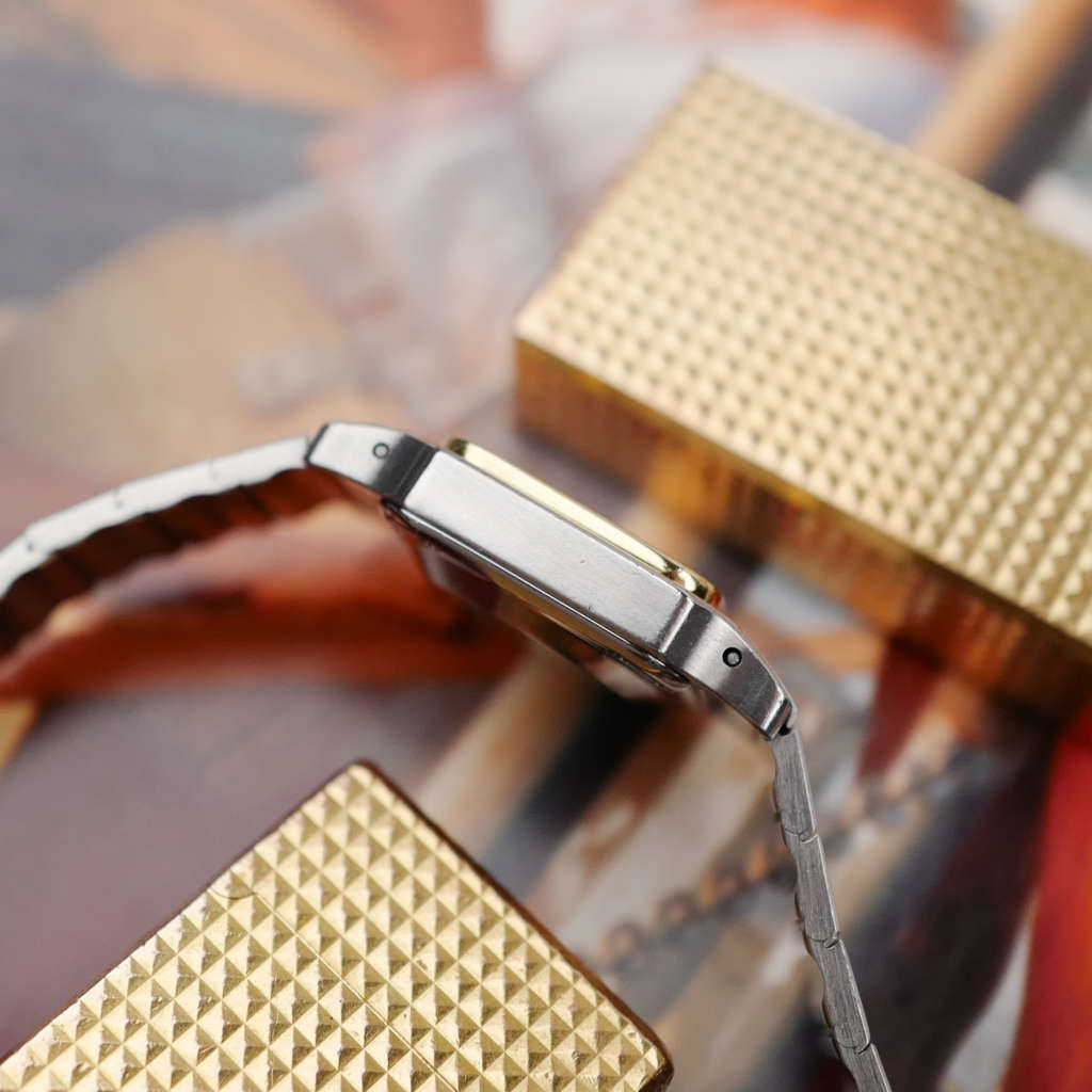 cafe noir les montres horloger marseille cartier santos pour femme or et acier bicolor ref 0902 vintage petit modèle