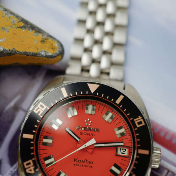 cafe noir les montres vintage horlogerie marseille aix cafe noir montres vintage marseille eterna sonic kontiki mouvement tunning fork ETERNA 1550 full set stickers orange dial gay freres strap
