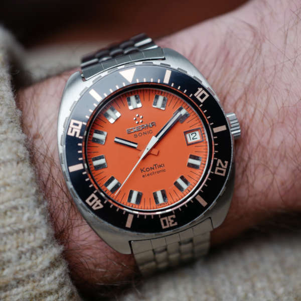 cafe noir les montres vintage horlogerie marseille aix cafe noir montres vintage marseille eterna sonic kontiki mouvement tunning fork ETERNA 1550 full set stickers orange dial gay freres strap