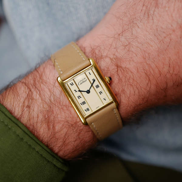 cafe noir les montres horloger marseille cartier-tank-must-grand-modele-dore-vintage-1990-or
