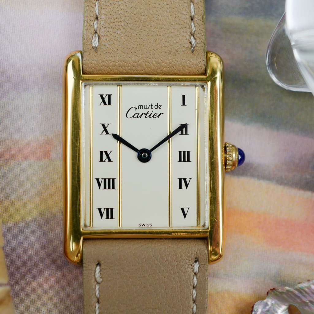 cafe noir les montres horloger marseille cartier-tank-must-grand-modele-dore-vintage-1990-or