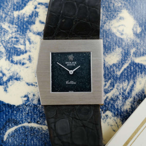 cafe noir les montres horloger marseille rare rolex king midas 4017 vintage or blanc white gold cadran bleu papier papers d'origine france 1976
