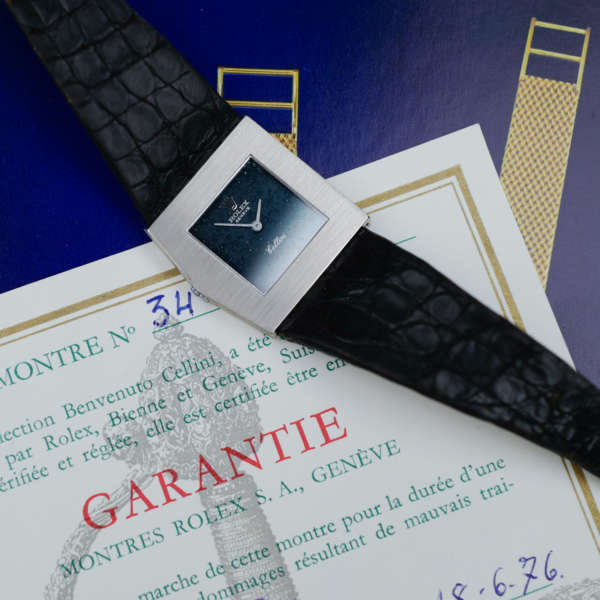 cafe noir les montres horloger marseille rare rolex king midas 4017 vintage or blanc white gold cadran bleu papier papers d'origine france 1976