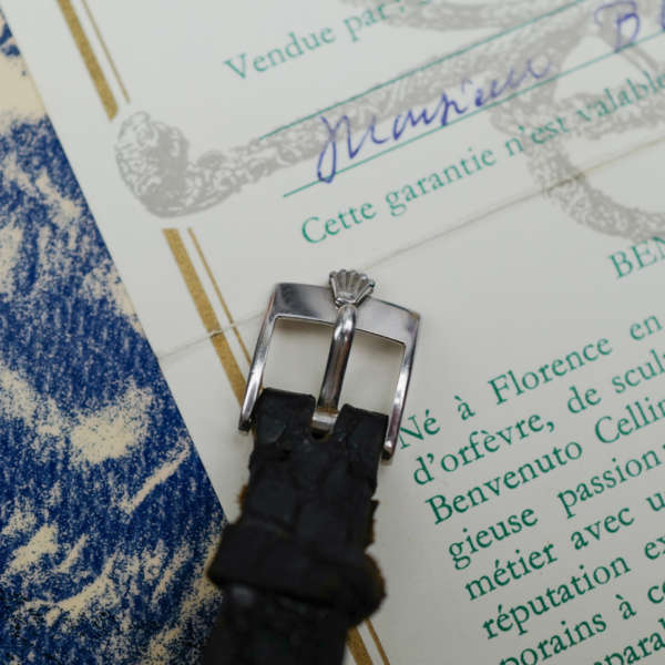 cafe noir les montres horloger marseille rare rolex king midas 4017 vintage or blanc white gold cadran bleu papier papers d'origine france 1976