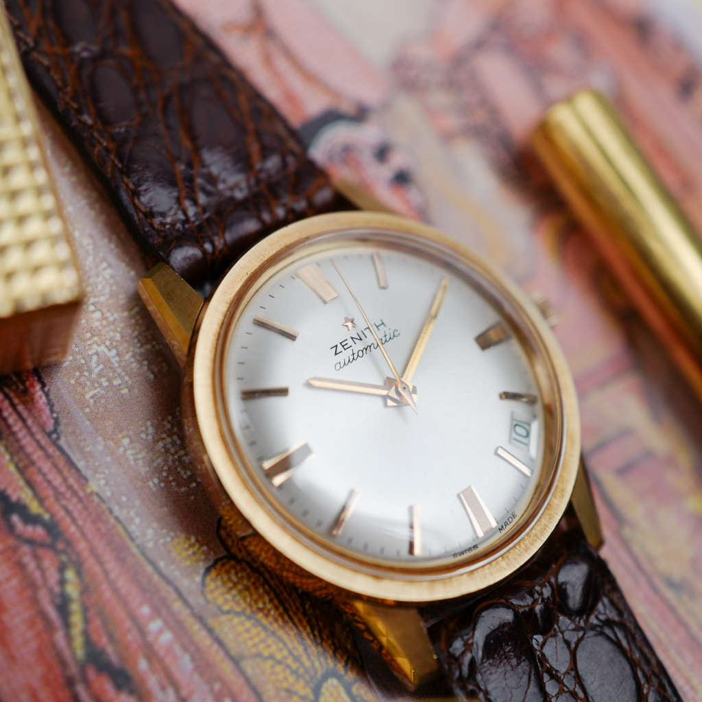 cafe noir les montres vintage horloger marseille zenith stellina or jaune rose vintage automatique 35mm 2545PC année 1960