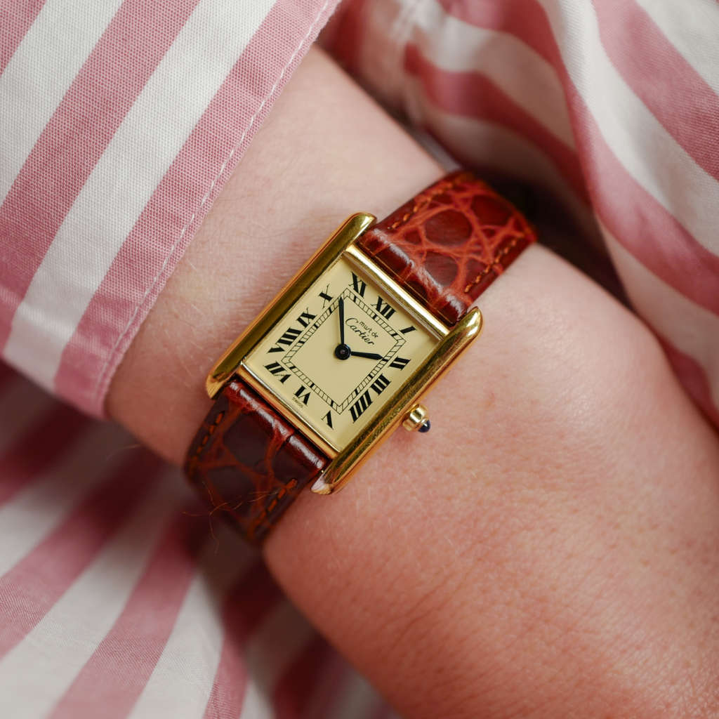 cafe noir les montres vintage horlogerie vintage horloger marseille cartier tank must pour femme mini dorée vermeil