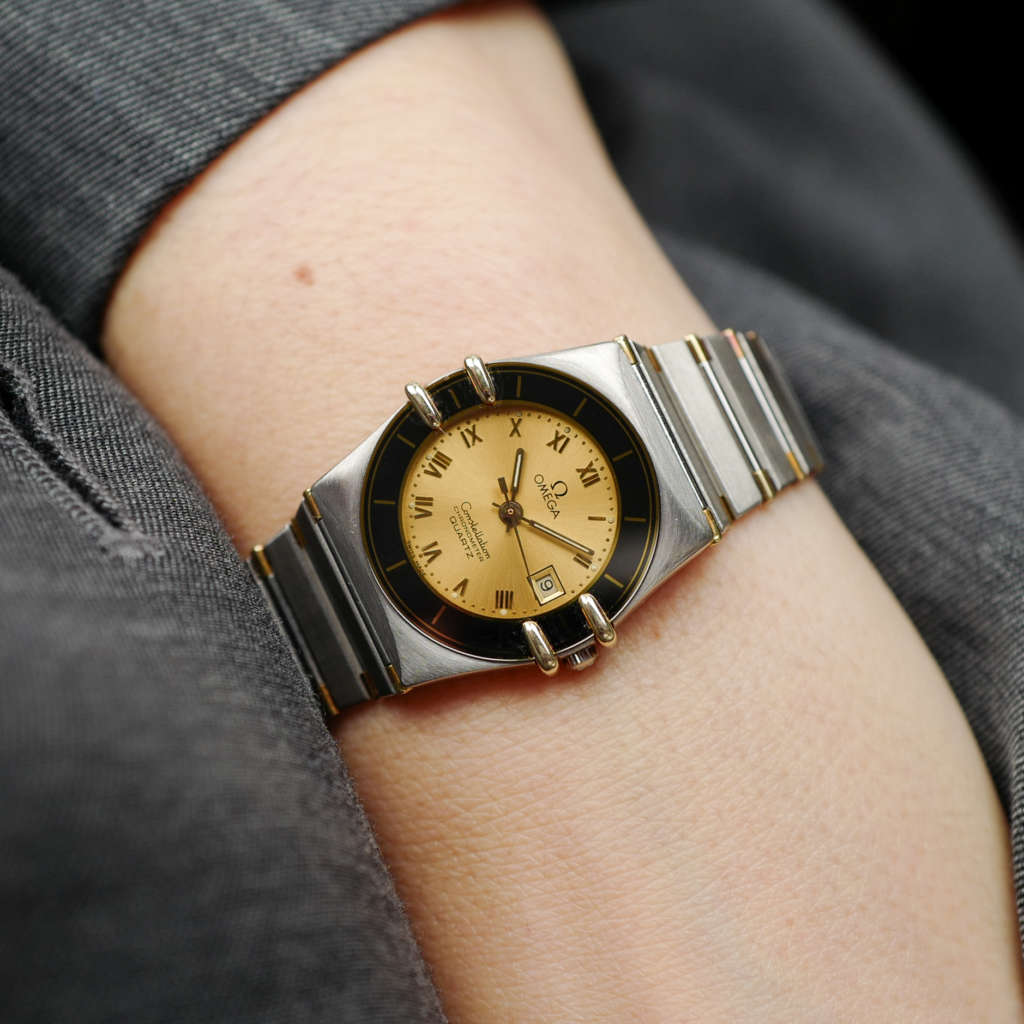 cafe noir les montres vintage marseille horloger omega constellation or acier vintage femme cadran beige champagne_1 cafe noir les montres vintage marseille horloger omega constellation or acier vintage femme cadran beige champagne