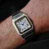 Café Noir Les Montres Marseille Cartier Ellipse femme réf. 67081 bracelet en maille en or jaune 18 carats diamants bracelet serpent commande spéciale vintage 1980 bicolore