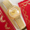 Café Noir Les Montres Marseille Cartier Ellipse femme réf. 67081 bracelet en maille en or jaune 18 carats diamants bracelet serpent commande spéciale vintage 1990