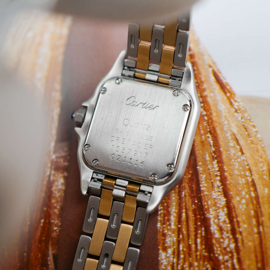 cafe noir les montres vintage horloger marseille cartier panthere or et acier petit modele vintage pour femme cartier boite service