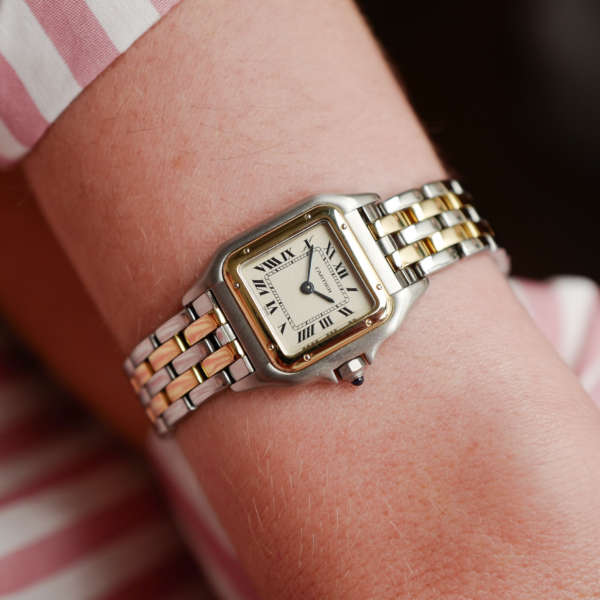 cafe noir les montres vintage horloger marseille cartier panthere or et acier petit modele vintage pour femme cartier boite service