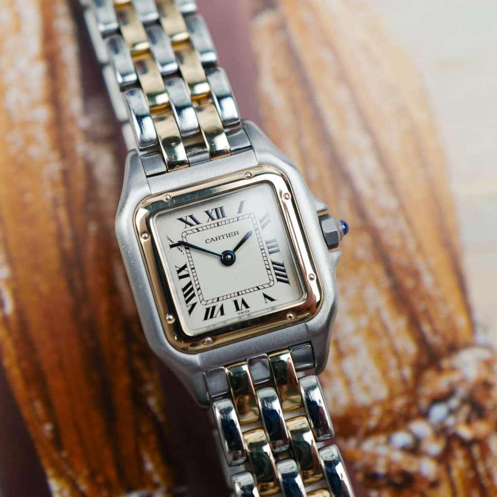 cafe noir les montres vintage horloger marseille cartier panthere or et acier petit modele vintage pour femme cartier boite service