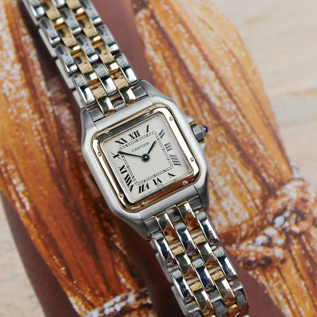 cafe noir les montres vintage horloger marseille cartier panthere or et acier petit modele vintage pour femme cartier boite service