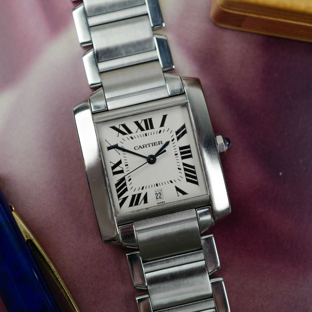 cafe noir les montres vintage horloger marseille cartier tank française 2302 automatique bracelet acier