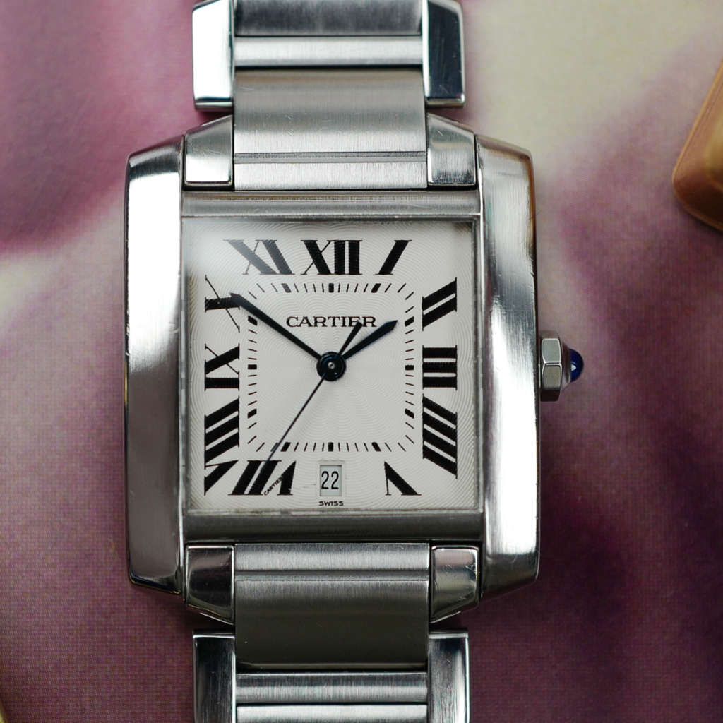 cafe noir les montres vintage horloger marseille cartier tank française 2302 automatique bracelet acier