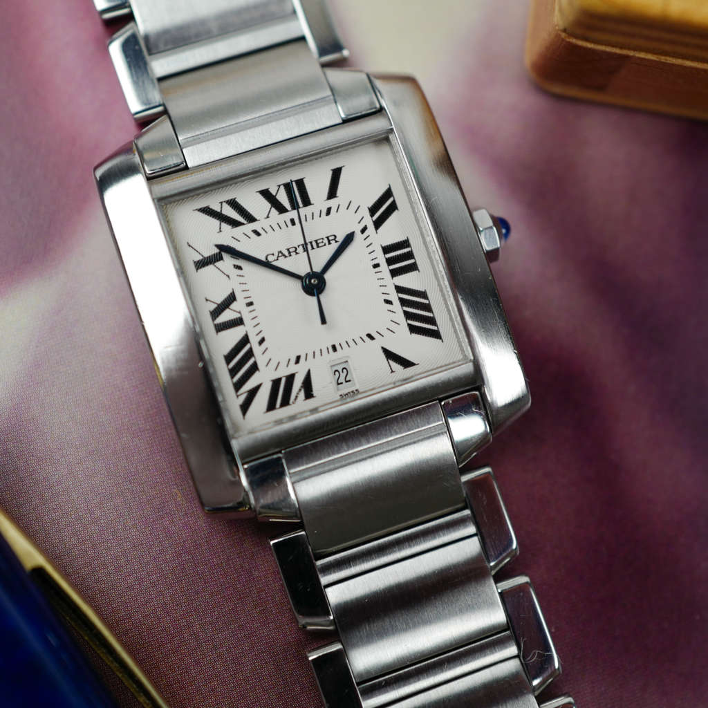 cafe noir les montres vintage horloger marseille cartier tank française 2302 automatique bracelet acier
