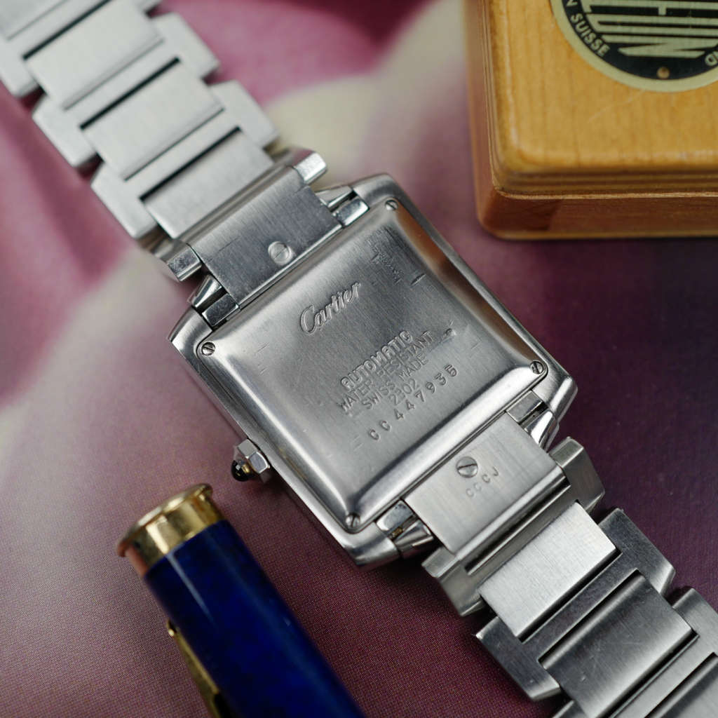 cafe noir les montres vintage horloger marseille cartier tank française 2302 automatique bracelet acier