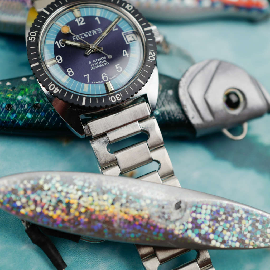 cafe noir les montres vintage horloger marseille felser montre skin diver vintage plongeuse mecanique manuelle cadran bleu tiffany tritium