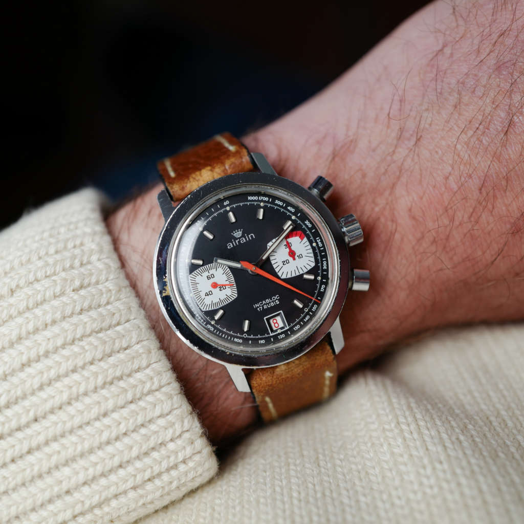 cafe noir montres vintage marseille airain-chronographe-francais-valjoux-7734-vintage-1970