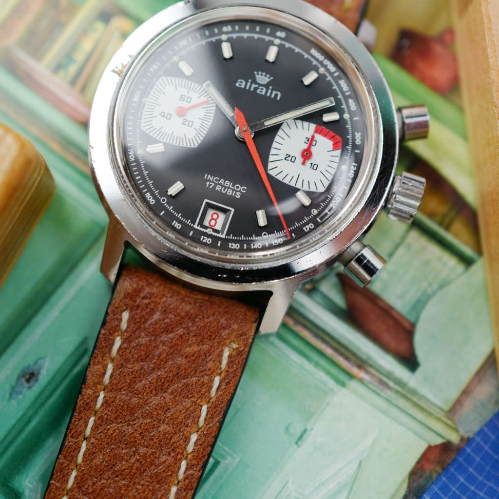 cafe noir montres vintage marseille airain-chronographe-francais-valjoux-7734-vintage-1970