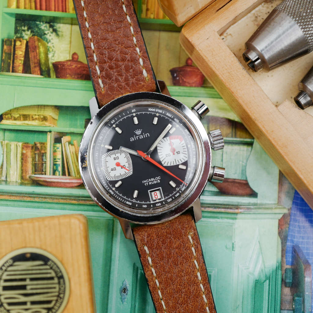 cafe noir montres vintage marseille airain-chronographe-francais-valjoux-7734-vintage-1970
