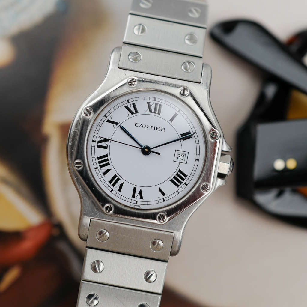 cafe-noir-montres-horloger-marseille-cartier-santos-octogonale-octo-2965-acier-homme-automatique-vintage-octo-grand-modèle-GM