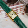 cafe noir montres horloger marseille cartier tank must mécanique pour femme vermeil petit modèle or chiffres romains bracelet vert