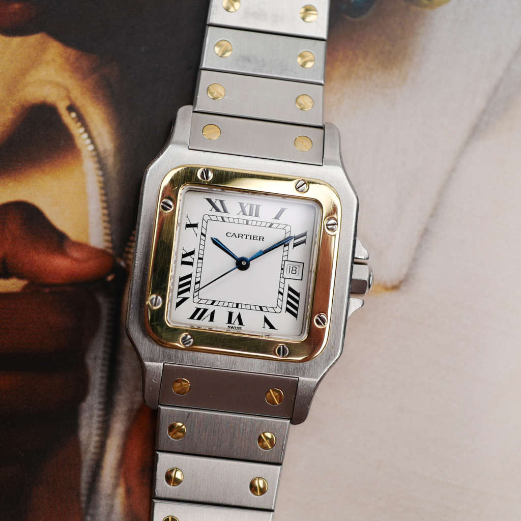 cafe-noir-montres-vintage-marseille-horloger-racaht-montre-cartier-santos-homme-ref-2961-or-et-acier-bicolore-vintage-1980