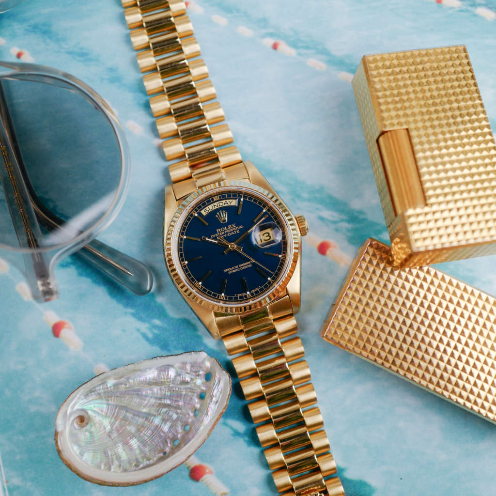 cafe-noir-montre-vintage-marseille-aix-horloger-rolex-day-date-18038-bleu-tritium-president-1980