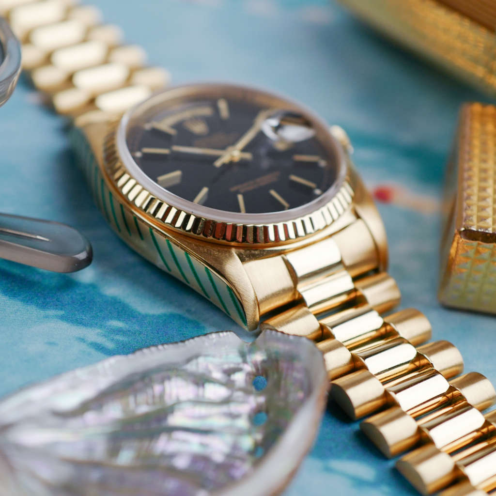 cafe-noir-montre-vintage-marseille-aix-horloger-rolex-day-date-18038-bleu-tritium-president-1980