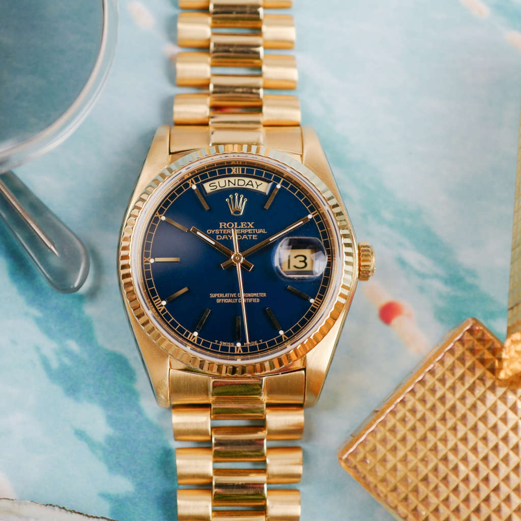 cafe-noir-montre-vintage-marseille-aix-horloger-rolex-day-date-18038-bleu-tritium-president-1980